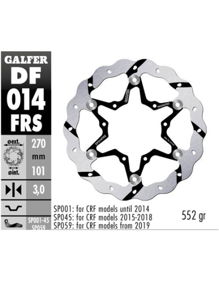 disco freno moto flotante galfer wave 270x3mm df01