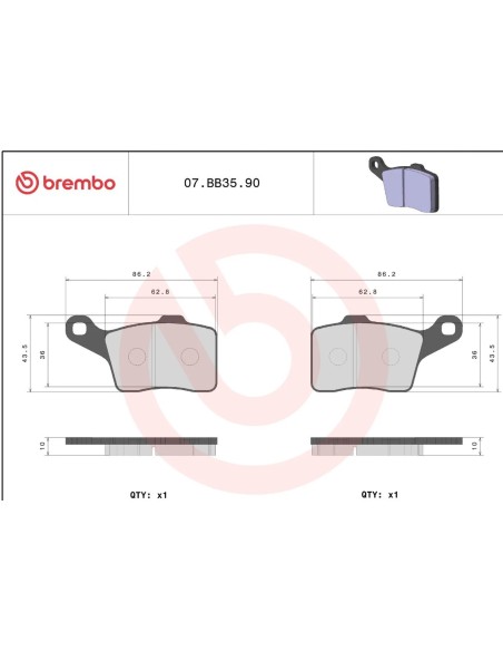 pastillas de freno brembo 07bb3590 sinterizadas para lynx y ski doo delanteras