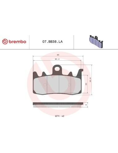 pastillas brembo 07bb38la sinterizado delantero