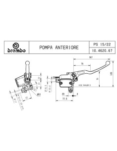 bomba de freno delantero brembo ps 13 10462095 con deposito y maneta fija para moto 2