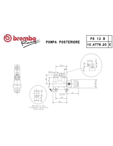 bomba de freno trasero brembo ps13b 10477620