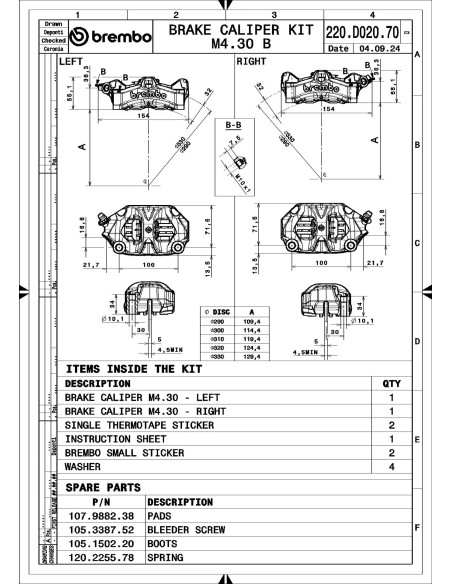 kit de pinzas de freno brembo stylema 220d02070 izquierda y derecha negro 100 mm
