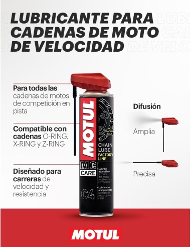 lubricante de cadena motul c4 chain lube factory line 114836 aerosol 100 ml