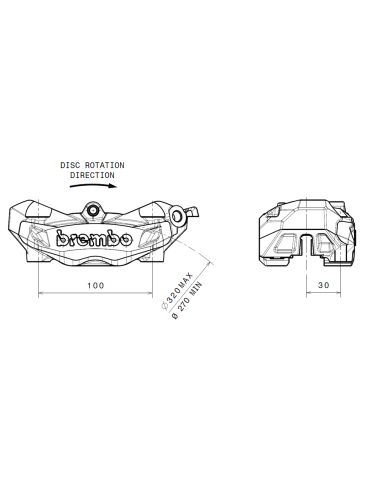pinza brembo m32 derecha 100mm 920b69008