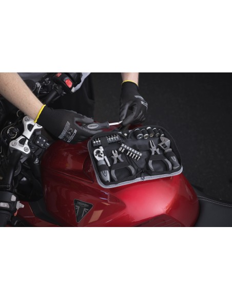 kit herramientas moto oxford tool kit pro v2 ox770v2 35 piezas bajo asiento con torx y car
