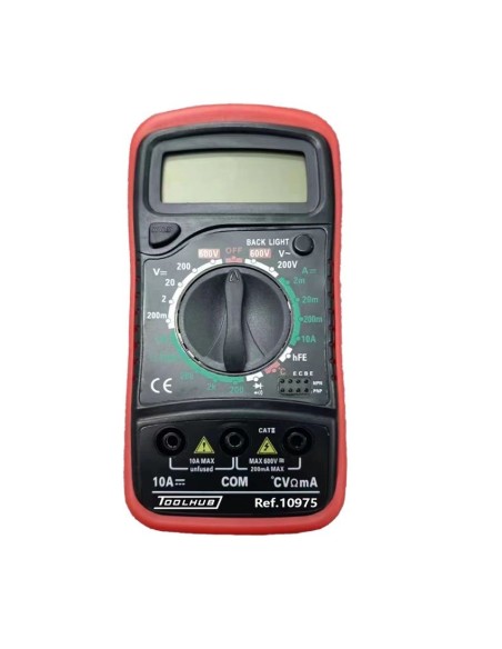 multimetro digital con termometro toolhub 10975 cat iii 600 v