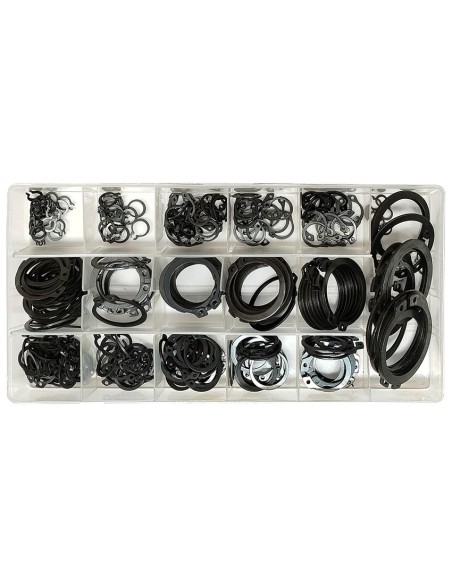 surtido circlips externos toolhub 9821 para ejes ranurados 300 pzs