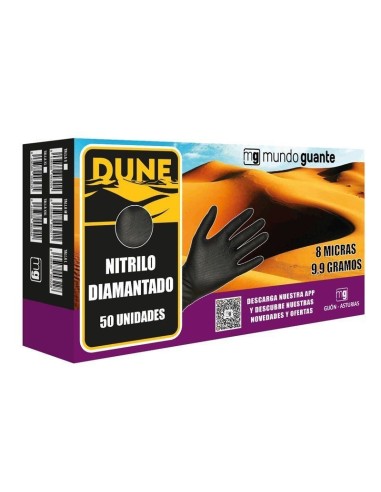 guantes de nitrilo d10080l dune negros diamantados 100 uds