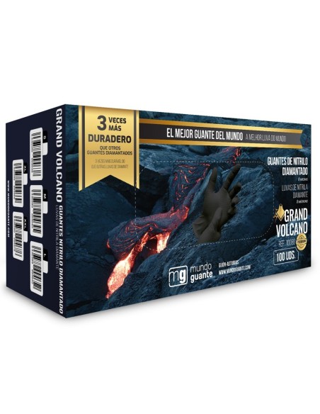 guante de nitrilo diamantado 9980 volcano negro 100 unidades