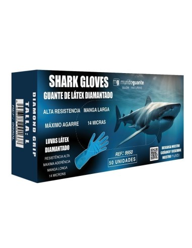 guantes de latex 9950 shark azules diamantados 50 uds