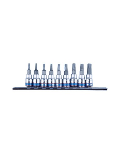 juego de 9 vasos con punta torx y cuadradillo de 1 4 pulgadas sobre carril king tony 2109p