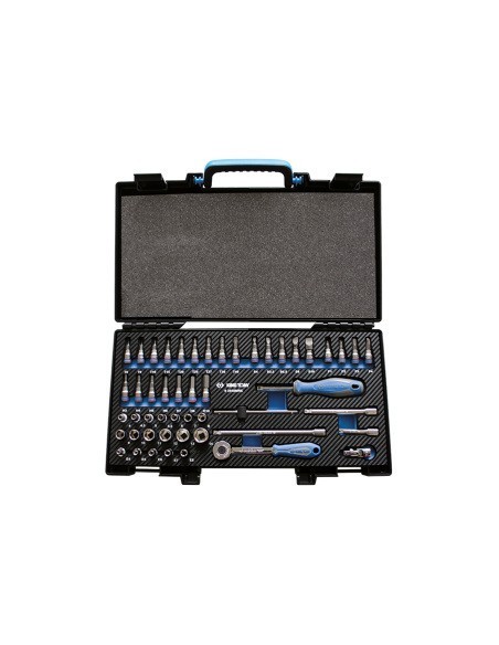 juego metrico de vasos de 6 caras y accesorios de 1 4 pulgadas 50 piezas king tony 2550mr