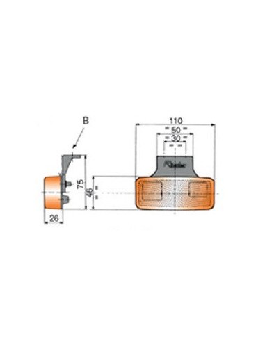 luz de posicion lateral rinder 17200 ambar con escuadra y catadioptrico