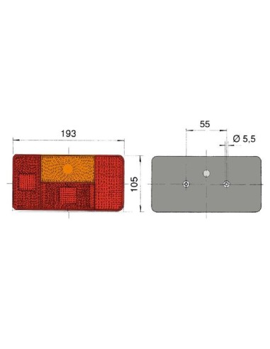 piloto posterior rinder 160 izquierdo para matricula y antiniebla 12 24 v