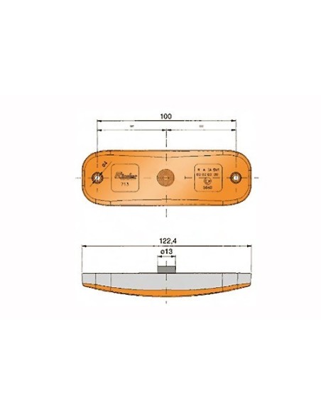luz de posicion lateral rinder 71500 led ambar con catadioptrico 12 24 v