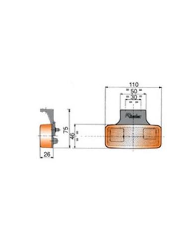 luz de posicion lateral rinder 17210 ambar con escuadra invertida y catadioptrico