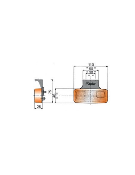 luz de posicion lateral rinder 17210 ambar con escuadra invertida y catadioptrico