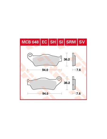 pastillas de freno moto trw mcb648si