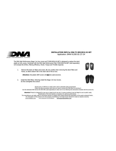 kit de admision con filtros dna para bmw r 1300 gs 23 24 p bm13e24 s2 combo