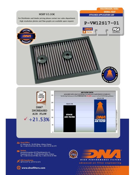 filtro de aire dna audi q2 1 4l p vw12s17 01