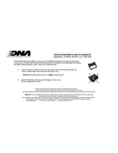 kit admision dna cf moto 450 cl c 2024 stage 2 tc cf45e24 s2