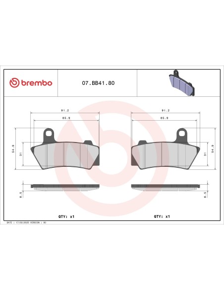 pastillas de freno traseras brembo 07bb4180 para bmw r 18 y r 18 transcontinental