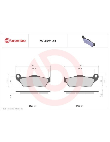 pastillas brembo genuine 07bb0465