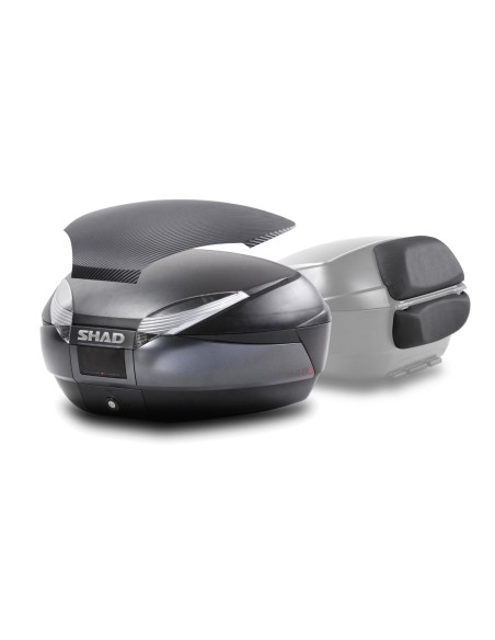 kit baul moto shad sh48 gris oscuro tapa carbono y respaldo d0b48306r