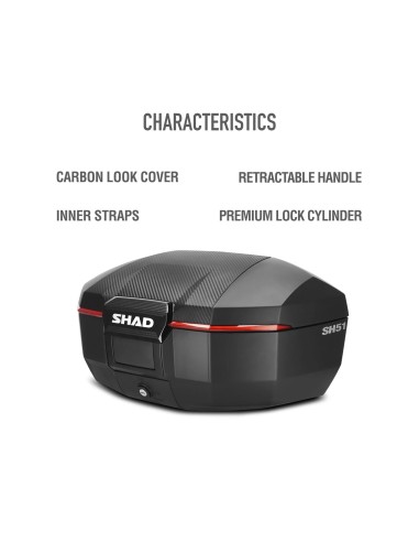 top case moto shad sh51 carbono d0b51106 baul trasero 51 litros