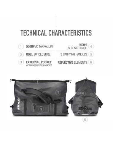 mochila trasera impermeable shad x0sw80 70 l 700 350 310 mm