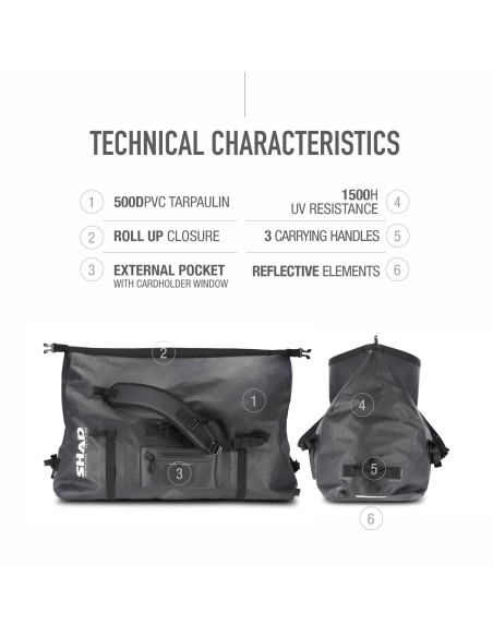 mochila trasera impermeable shad x0sw80 70 l 700 350 310 mm