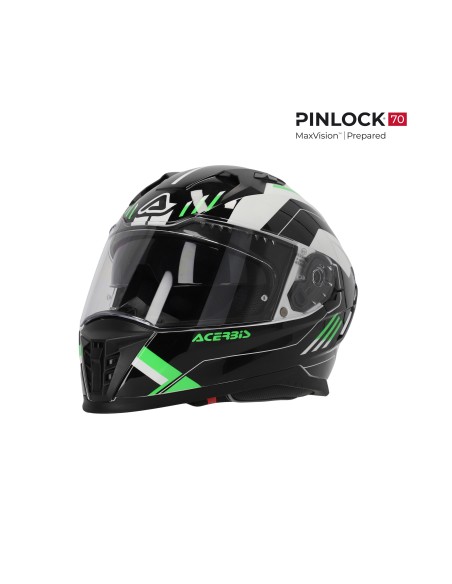 casco integral acerbis homologacion 22 06 negro y verde 0026016 325 talla s