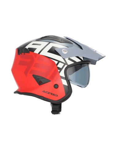 casco acerbis jet aria graphic sport 22 06 color gris y rojo mate talla xs