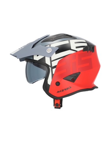 casco acerbis jet aria graphic sport 22 06 color gris y rojo mate talla xs