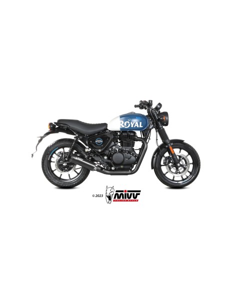 silencioso mivv hr 1 black con tapa en carbono royal enfield hntr 350 2022 24 re 005 lh1bc