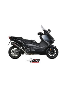 escape completo mivv 2x1 oval black tapa carbono yamaha t max 530 2017 19 560 2020 21