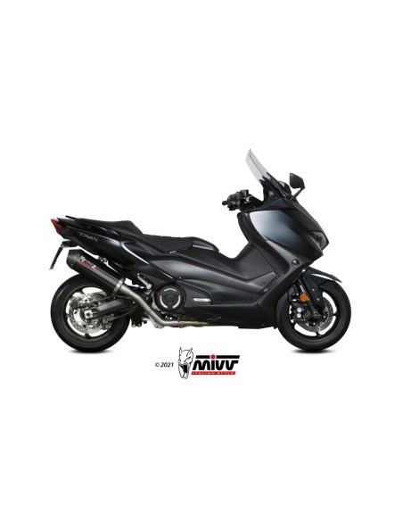 escape completo mivv 2x1 oval black tapa carbono yamaha t max 530 2017 19 560 2020 21