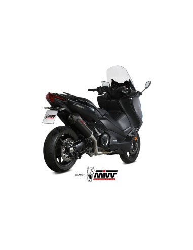 escape completo mivv 2x1 oval black tapa carbono yamaha t max 530 2017 19 560 2020 21