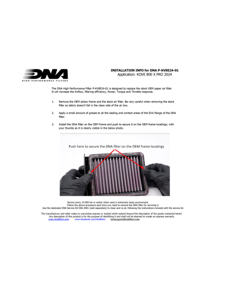 filtro de aire dna para kove 800 x p kv8e24 01