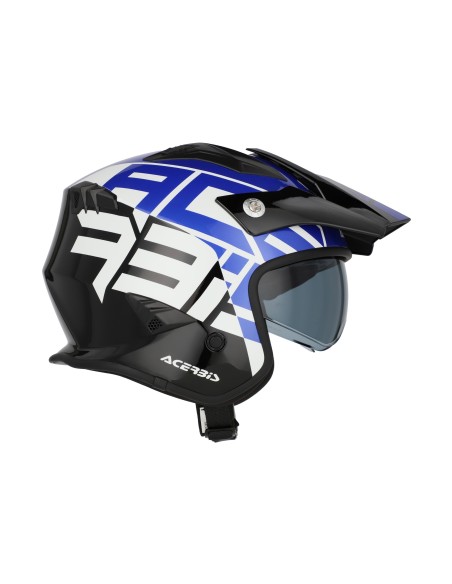 casco acerbis jet aria graphic sport 22 06 color negro y azul mate 0026602 295