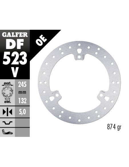 disco de freno moto galfer df523v trasero 245 mm yamaha xmax 250 300
