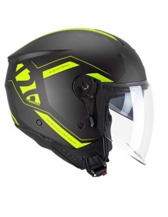 Casco jet CGM 126G IPE CITY negro y amarillo flúor mate