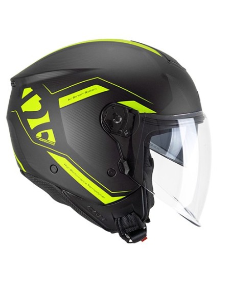 Casco jet CGM 126G IPE CITY negro y amarillo flúor mate