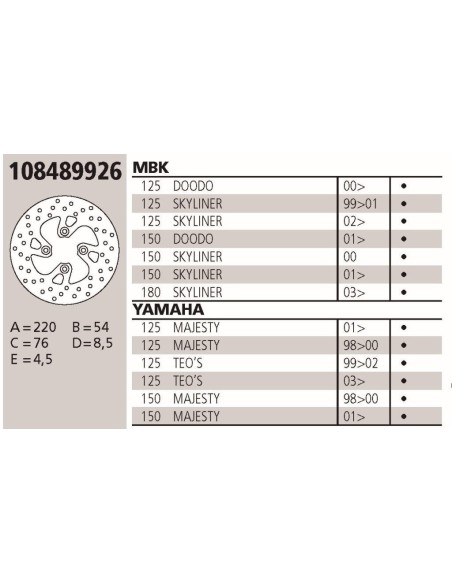 Disco BREMBO Genuine  YAMAHA 125/150 108489926 | Motoauto