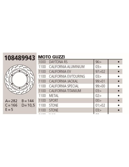 Disco BREMBO Genuine  GUZZI 800 DAYTONA 108489943 | Motoauto