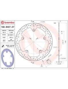Disco de freno Brembo fijo Serie Oro 168B407D7 | Motoauto