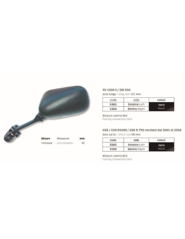 ESPEJO GSX   GSX R1000  GSX R 750 2001 FAR5584 | Motoauto