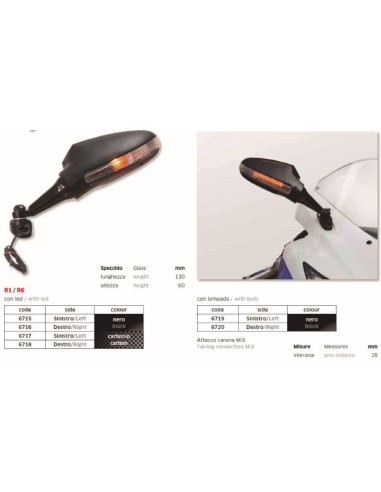 ESPEJO R1 R6 IZQ. CARBONO FAR6717 | Motoauto