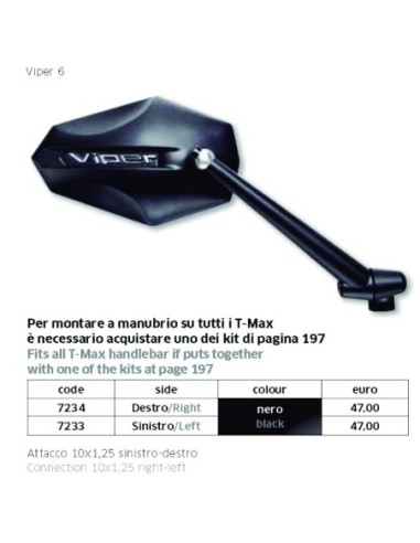 ESPEJO VIPER ALUMINIO DERECHO FAR7234 | Motoauto