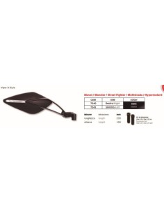 ESPEJO IZDO VIPER N.8STYLE NEGRO  (230mm) FAR7340 | Motoauto